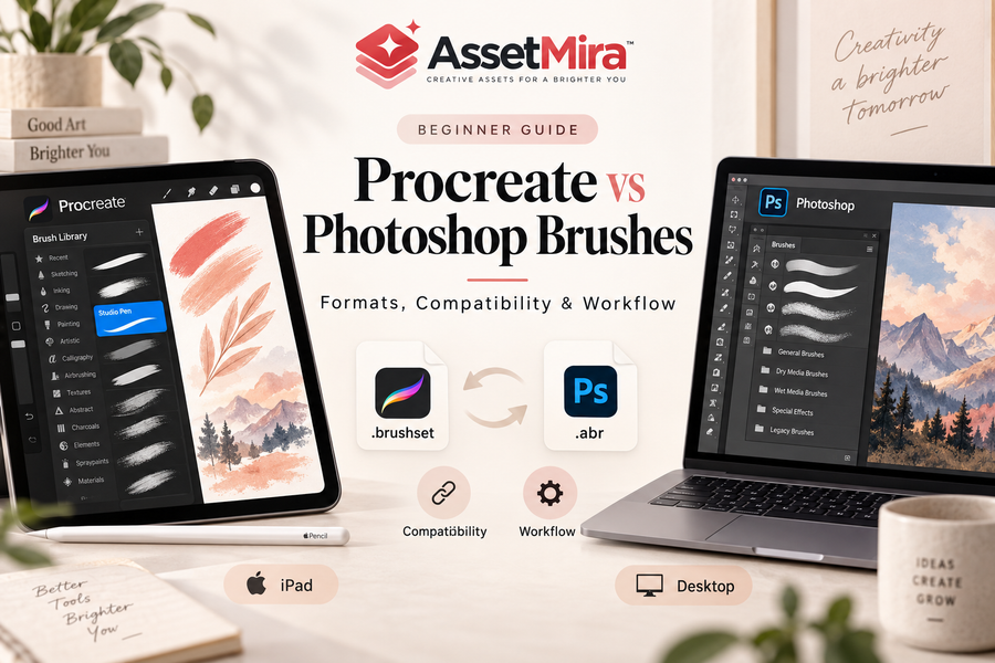 Procreate vs Photoshop brushes guide covering formats compatibility and workflow