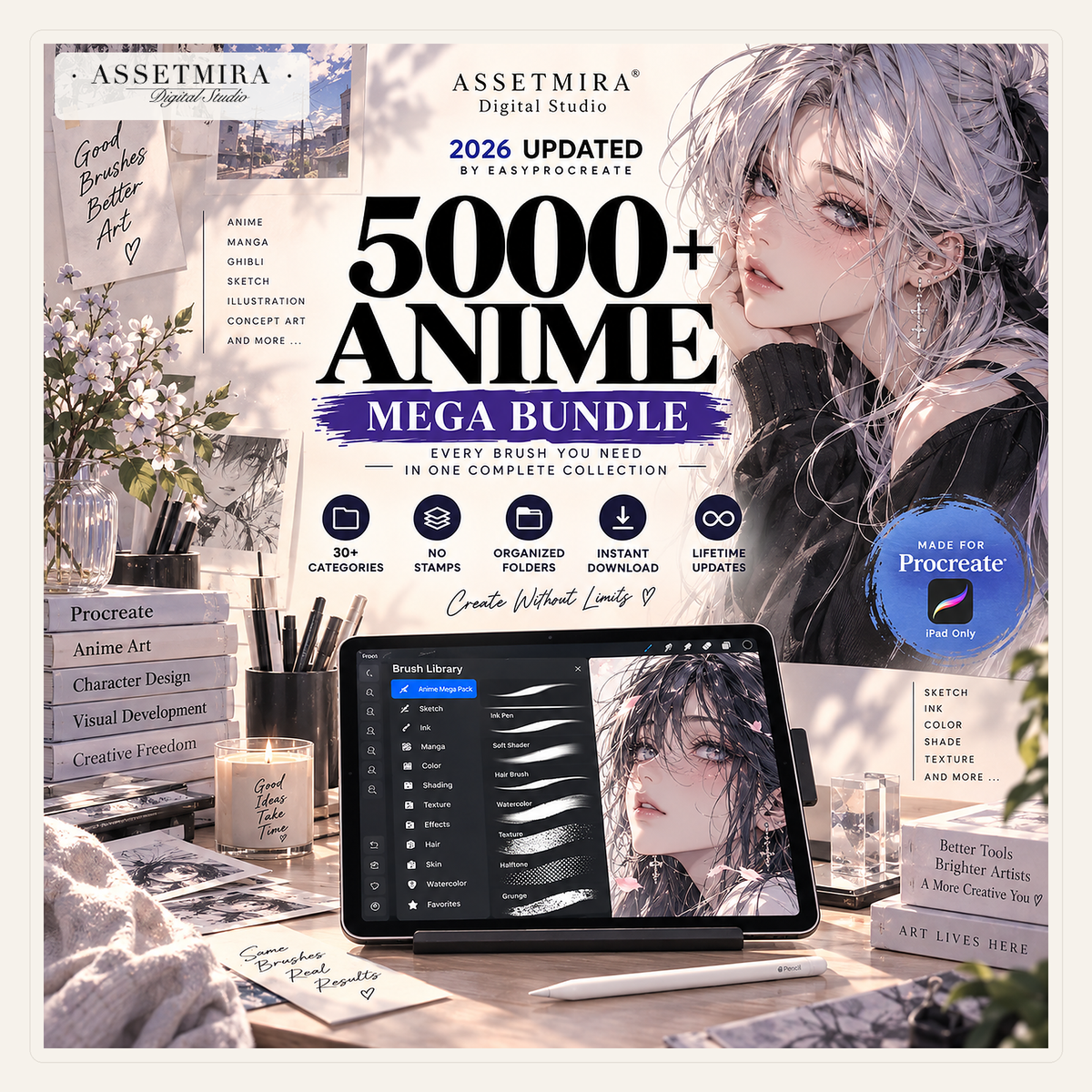 5000+ Anime Procreate Brushes Mega Bundle