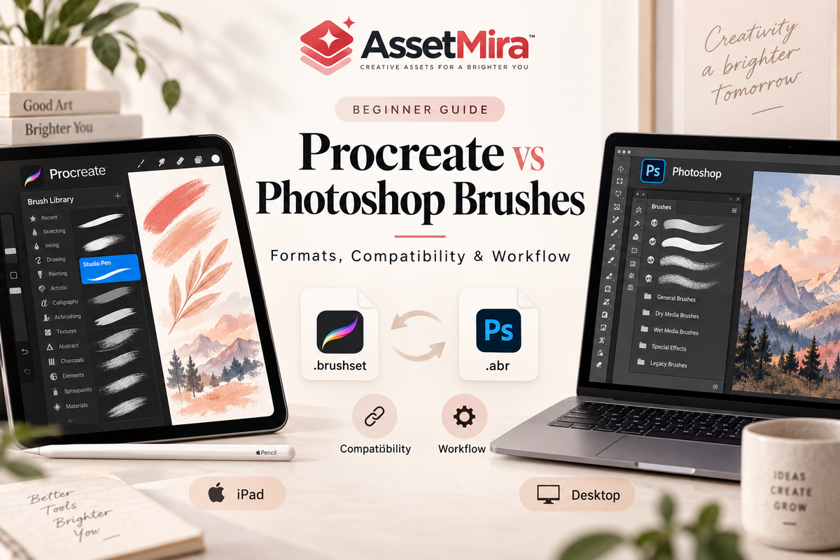 Procreate vs Photoshop brushes guide covering formats compatibility and workflow
