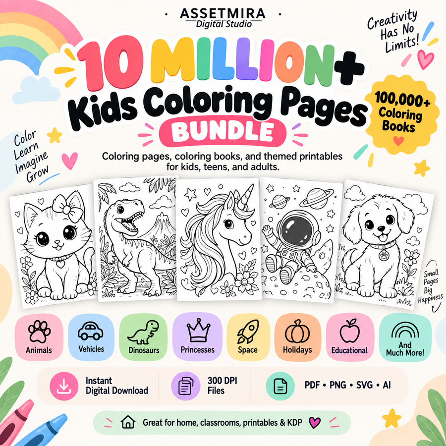 10 million plus kids coloring pages mega bundle digital download