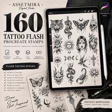 160 Flash Tattoo Procreate Stamps Bundle by AssetMira Digital Studio