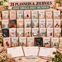 31 planners and journals included in the 2027 mega planner bundle