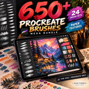 650+ Procreate Brushes Mega Bundle | 24 Brush Sets & Paper Textures for iPad