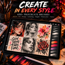 Procreate brush styles for manga sketch watercolor lettering stipple tattoo and digital painting