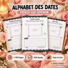 Alphabet des Dates French KDP interior hero, 109+ pages, PDF ready
