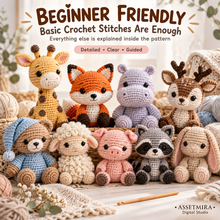 Beginner friendly amigurumi crochet animal patterns using basic crochet stitches