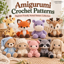 Amigurumi crochet patterns with giraffe fox lavender hippo deer teddy lamb pig raccoon and bunny