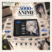 Anime Procreate brush previews for sketching inking shading and textures