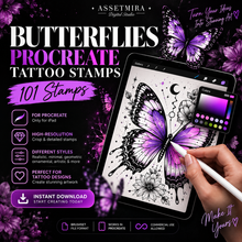 101 Butterfly Procreate Tattoo Stamps - high resolution Procreate brushset