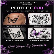 Butterfly stamps for tattoo designs digital art mockups and creative projects