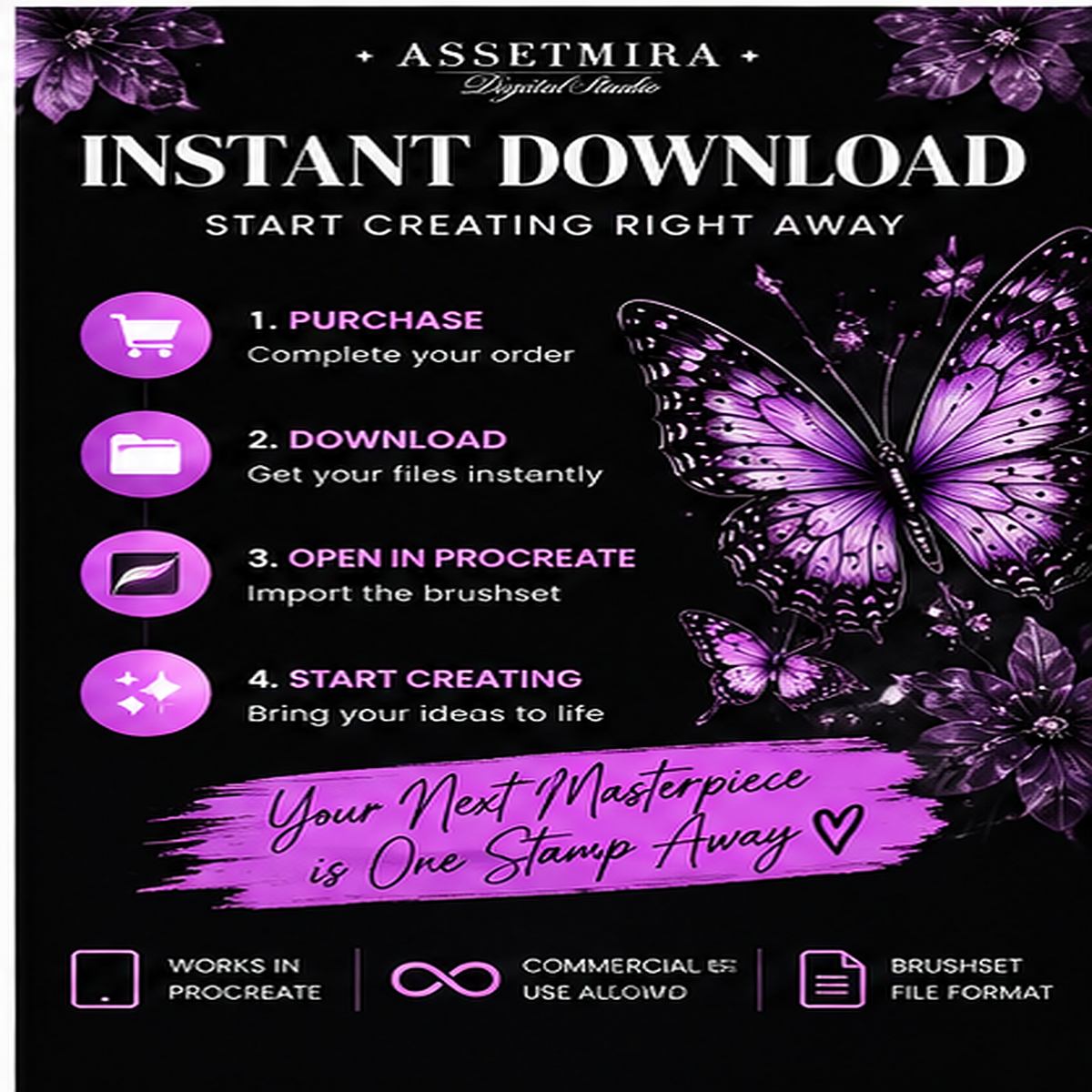 Instant download butterfly Procreate brushset for iPad