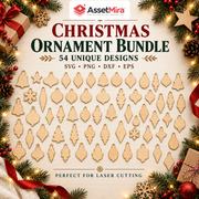 Christmas Ornament Bundle – 54 Laser Cut Designs | SVG, PNG, DXF & EPS