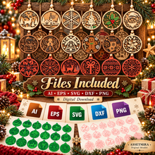 Christmas ornament digital files included in AI EPS SVG DXF and PNG formats
