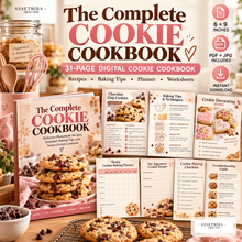 31 page digital cookie cookbook with recipes baking tips planner worksheets PDF and JPG