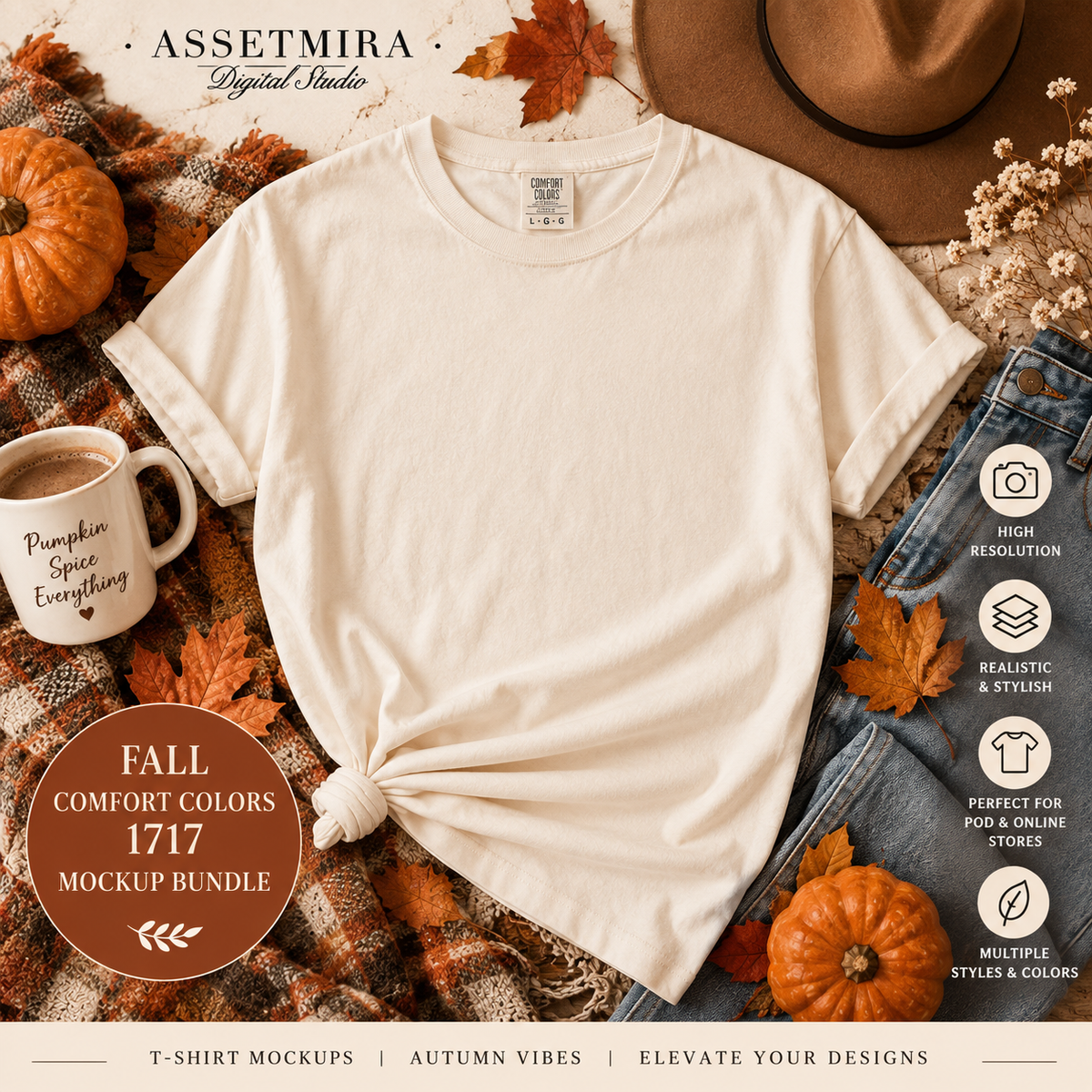 Fall Comfort Colors 1717 lifestyle mockup by AssetMira Digital Studio