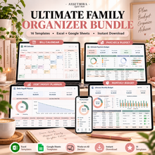 Ultimate Family Organizer Bundle with 16 Excel and Google Sheets templates