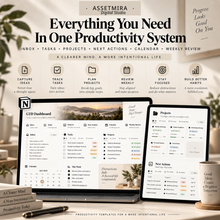 GTD Notion productivity system with inbox, tasks, projects, next actions, calendar and weekly review