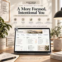 Aesthetic GTD productivity dashboard for Notion designed for focused intentional planning