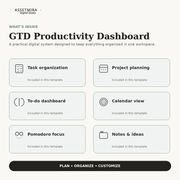 GTD Productivity Dashboard for Notion | Aesthetic Task & Project Planner
