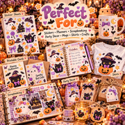 Kawaii Halloween Stickers Clipart Bundle | 26 Cute PNGs for Crafts & POD