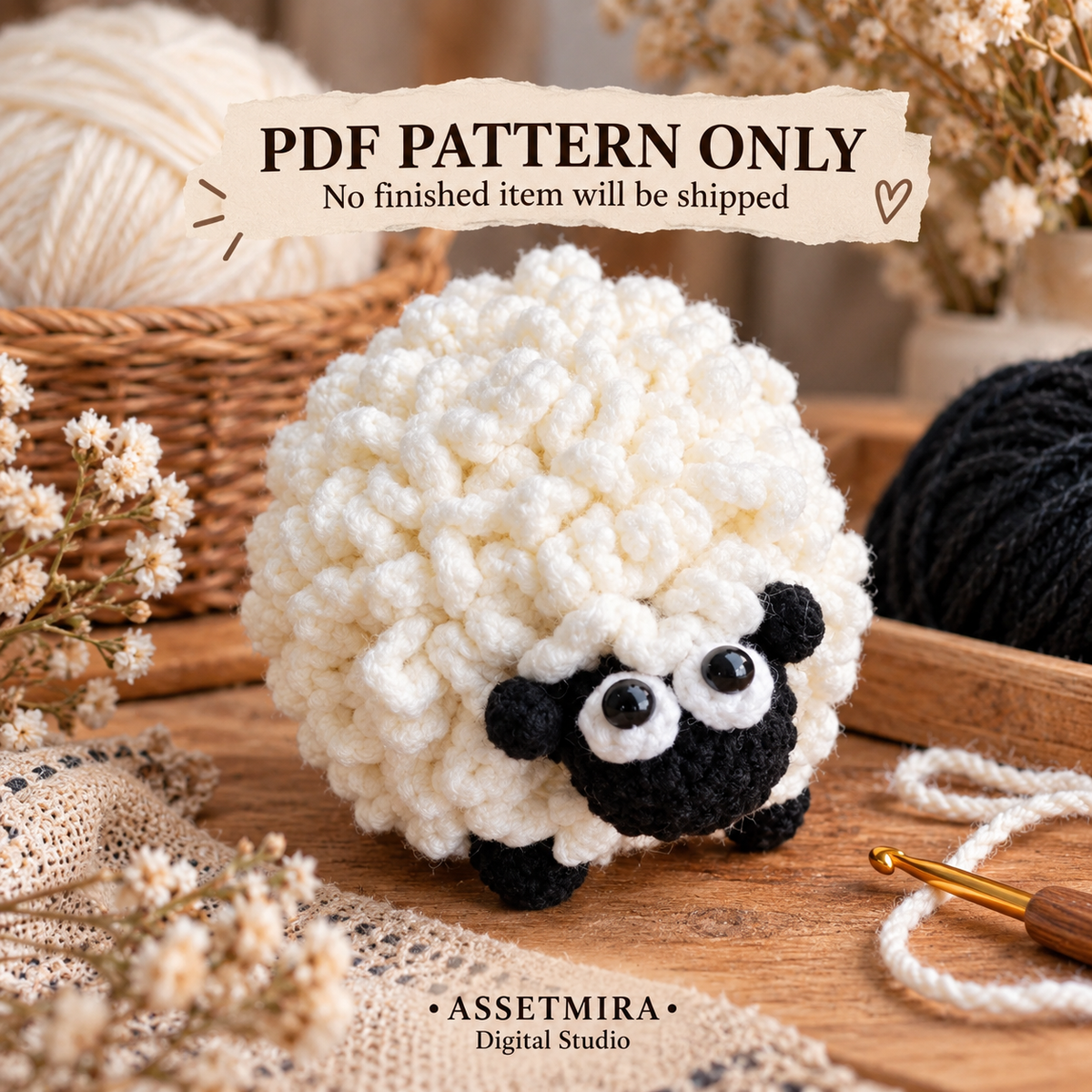 Little Lamb crochet PDF pattern only, no finished item shipped