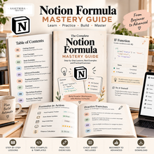 Notion formula guide with step-by-step lessons practical examples exercises and cheat sheet