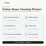 Notion Home Cleaning Planner | Daily Weekly Monthly Cleaning Calendar