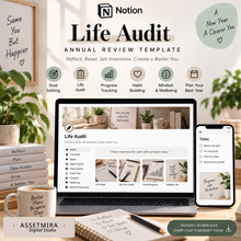 Annual review and year reset Notion template with reflection, progress tracking and goal planning