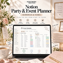 AssetMira Notion Party and Event Planner schedule and task management dashboard