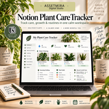 Notion plant care workspace with watering reminders, growth notes and plant health tracking