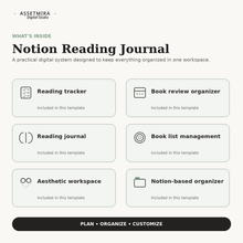 Features included in the Notion Reading Journal template