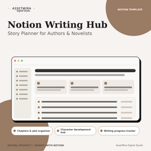 Notion Writing Hub template for authors, novelists and story planning