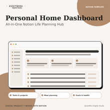 Personal Home Dashboard Notion template for life planning, tasks and organization
