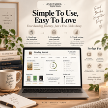 Notion Reading Journal showing how to duplicate, personalize and track reading progress with goals and quick actions