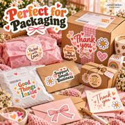 100 Small Business Packaging Stickers Bundle | Retro Thank You PNG Labels