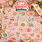 100 Small Business Packaging Stickers Bundle | Retro Thank You PNG Labels