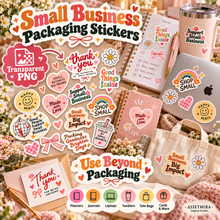 Small business packaging stickers for planners journals laptops tumblers tote bags and cards