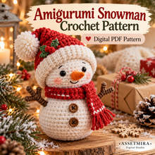Amigurumi snowman crochet pattern digital PDF for Christmas ornament and handmade gift