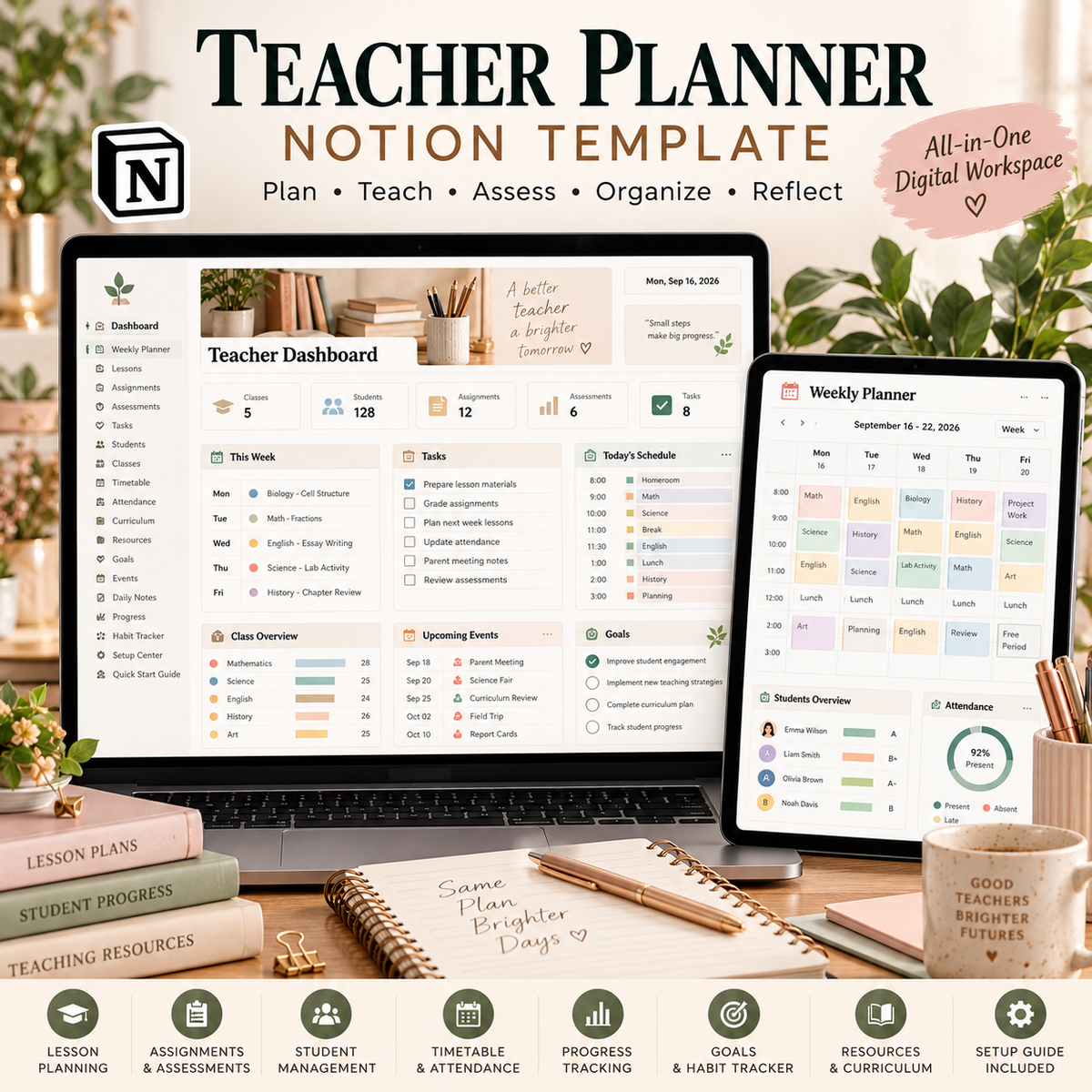Teacher Planner Notion Template all-in-one digital workspace for educators