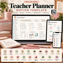 Teacher Planner Notion Template dashboard weekly planner lessons assignments students attendance and goals