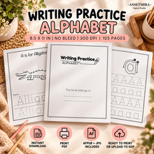 Writing Practice Alphabet Workbook digital download PDF AFpub and JPG files