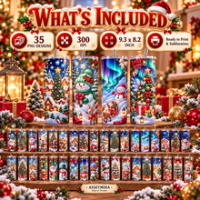 Christmas tumbler wrap bundle what's included, 35 PNG designs and sublimation ready
