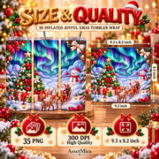 35 Christmas Tumbler Wrap PNG Bundle | 3D Joyful Xmas Sublimation Designs, 300 DPI