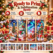 35 Christmas Tumbler Wrap PNG Bundle | 3D Joyful Xmas Sublimation Designs, 300 DPI