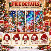 35 Christmas Tumbler Wrap PNG Bundle | 3D Joyful Xmas Sublimation Designs, 300 DPI
