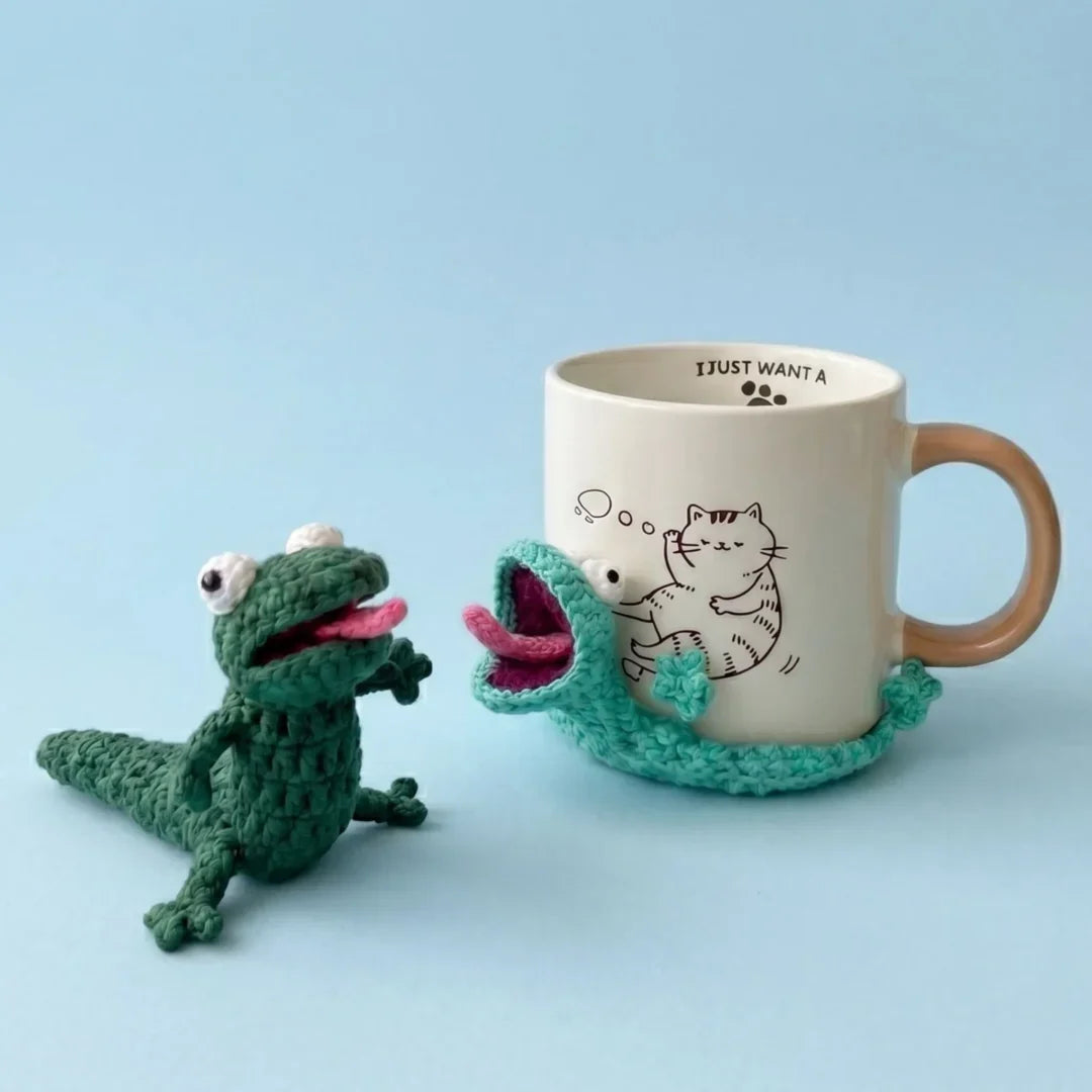 2-in-1 Funny Meme Lizard Mug Hugger Crochet Pattern PDF PDF Crochet Pattern
