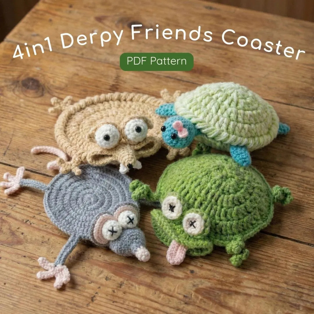4-in-1 Derpy Friends Coaster Bundle Crochet Pattern PDF PDF Crochet Pattern