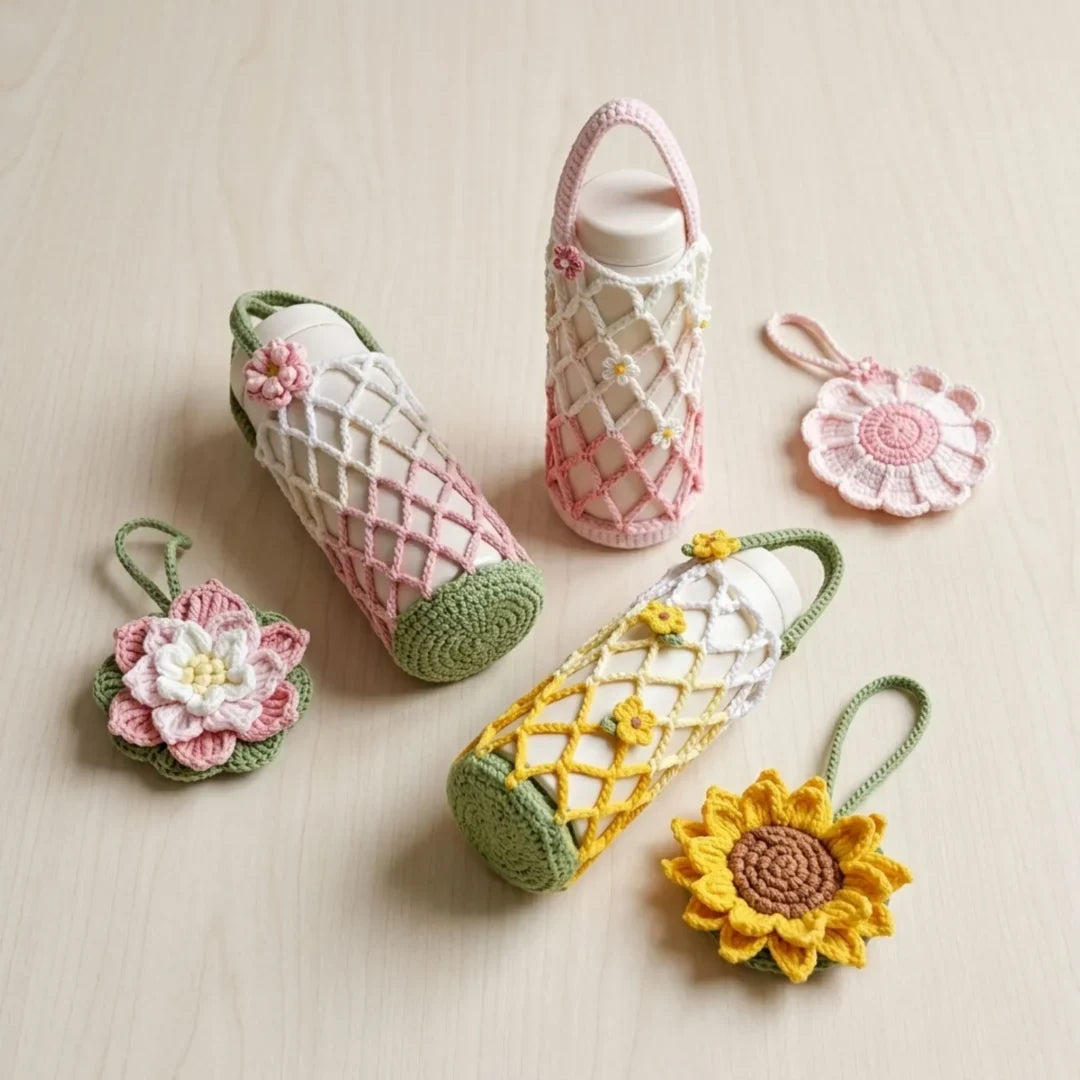 3-in-1 Floral Drink Carrier Crochet Pattern PDF