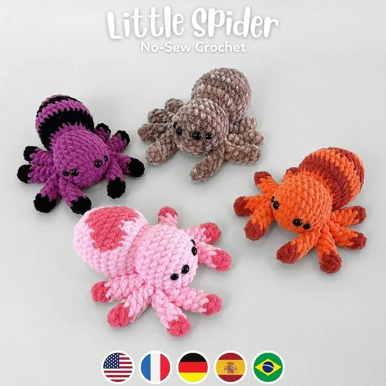 No-Sew 3In1 Spider Plushies Crochet Pattern PDF